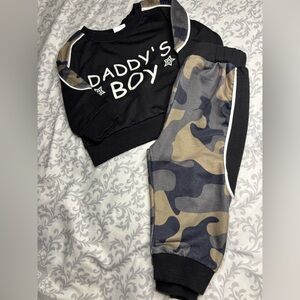 Infant daddy’s boy camo jogger set